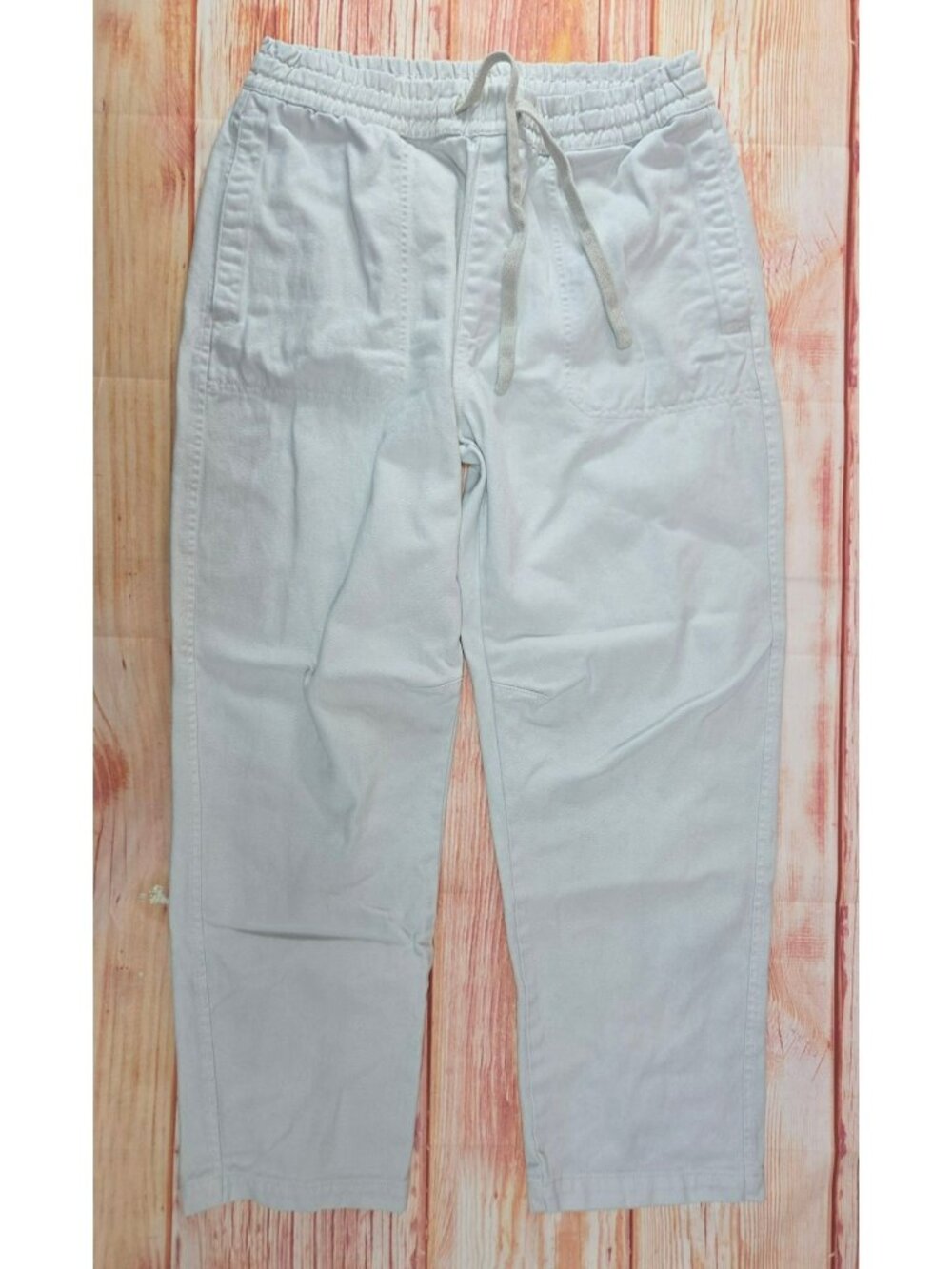 Zara Mens White Cotton Drawstring Elastic Waist Pants Large